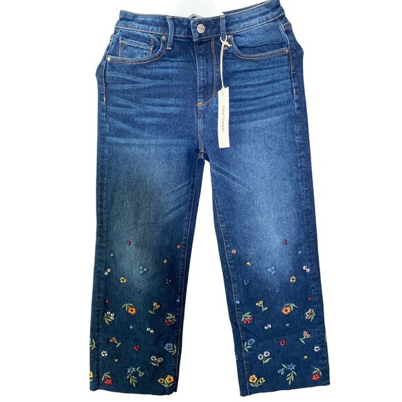 Driftwood Women's Charlee Jeans with Tags Embroidered Floral Denim Frayed Hem - Picture 2 of 9